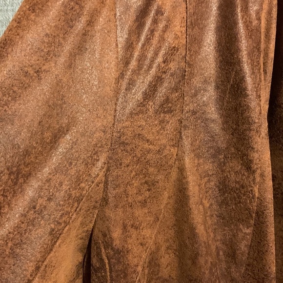 Brown Faux Suede Zip Up Moto Style Shirt Jacket  Mad Max Apocalypse Vibes XS/Sm - Picture 11 of 16